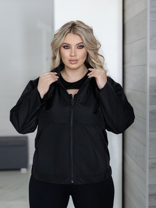 Вітровка жіноча на підкладці з капюшоном на блискавці