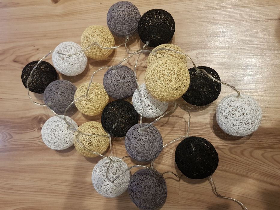 Girlanda, lampki, cotton balls, Handmade, ręcznie robione