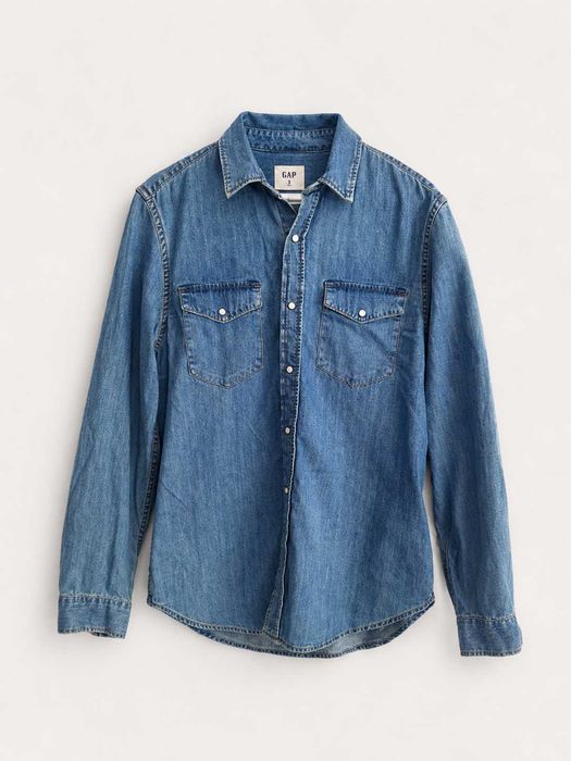 Gap 1969 Camisa Ganga Denim Slim Fit Azul Homem Tamanho M
