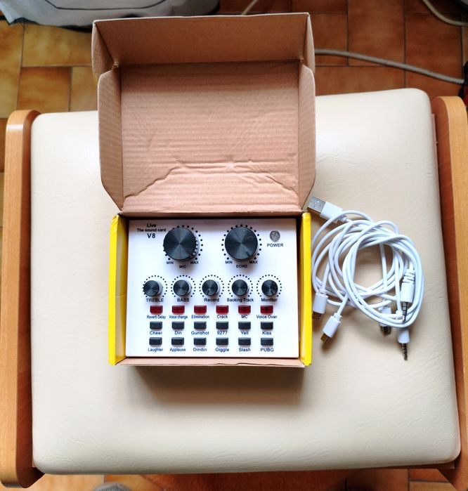 Placa de Som V8 para Stream live Karaoke