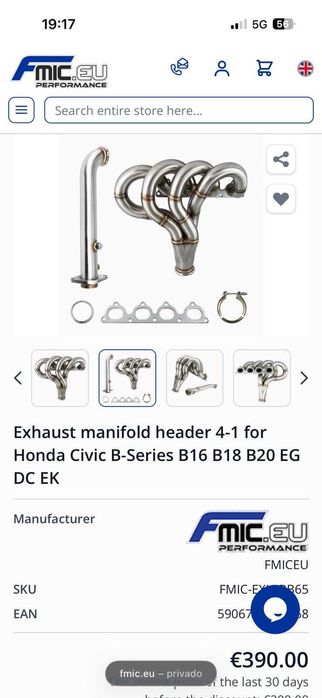 Coletores de escape FMIC Honda Serie B