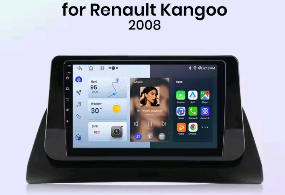 Rádio Android Junsun Renault Kangoo 2008 a 2018 Carplay 2/32GB GPS NOVO