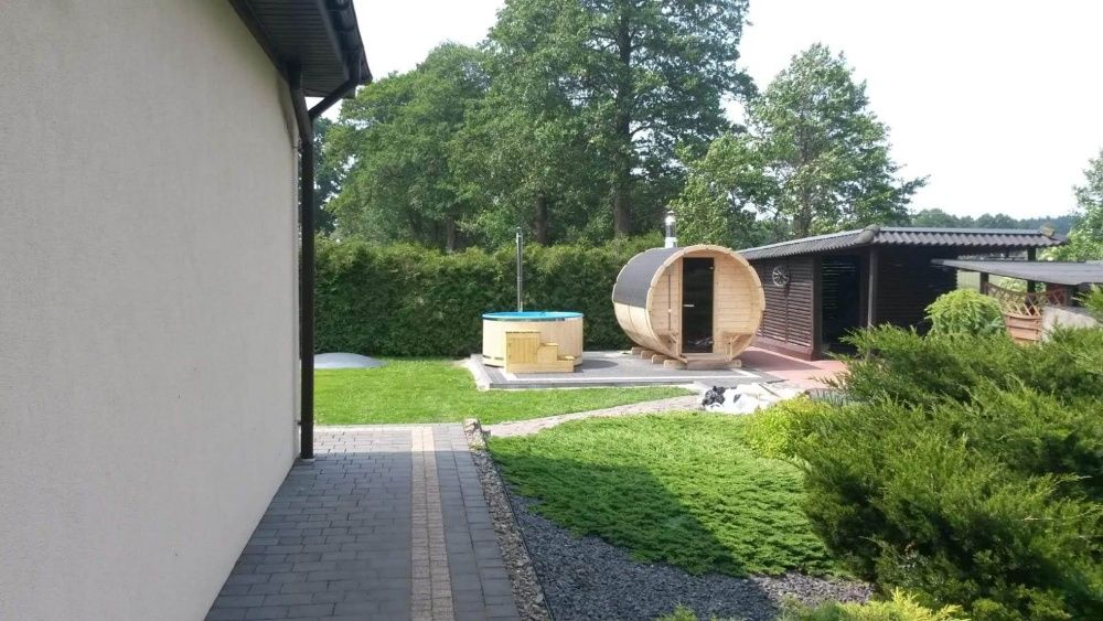 Sauna Beczka Gorąca Balia Sauna Ogrodowa Typu Premium Wyposażona