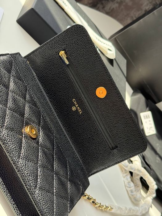 Сумка Chanel WOC чорна, бургунді люкс