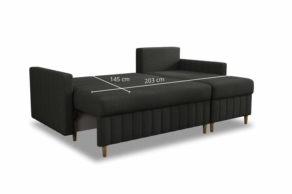 Narożnik Malmo. Rogówka. Sprężyny bonell, automat, welur, 2 pojemniki