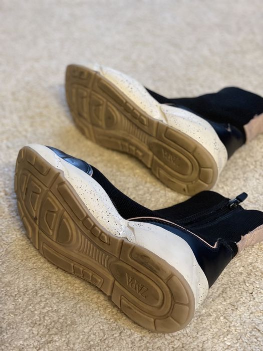 Buty Zara elastyczne czarne, botki skarpetowe, r. 36
