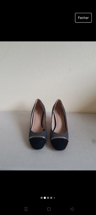 Sapatos salto alto prateados brilhantes Tamanho 36