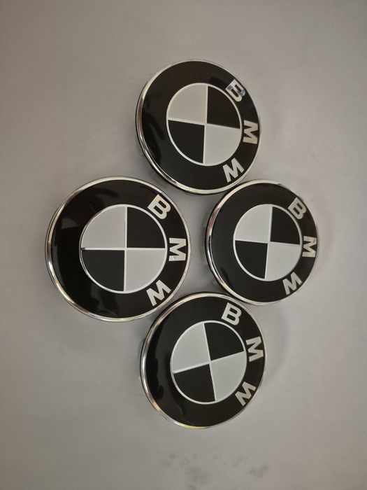 dekielki kołpaki do bmw średnicy 68/64mm czrno- białe