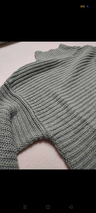 miętowy ciepły sweter z półgolfem Rozmiar Uni XS S M L