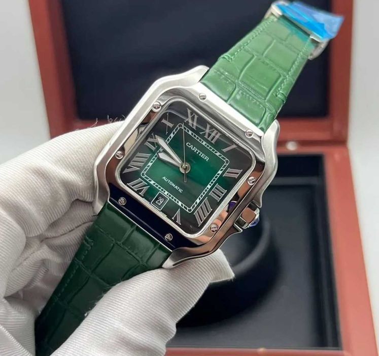 Часы наручные премиум Cartier Santos De Cartier Green Dial
