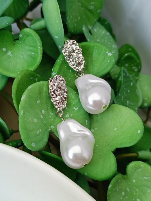 Nowe posrebrzane kolczyki srebrne perełki eleganckie hit