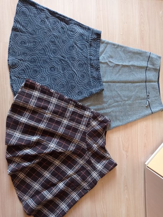 3x spódnica MEXX idealna do pracy popielata r. 36/38 S/M krata H&M
