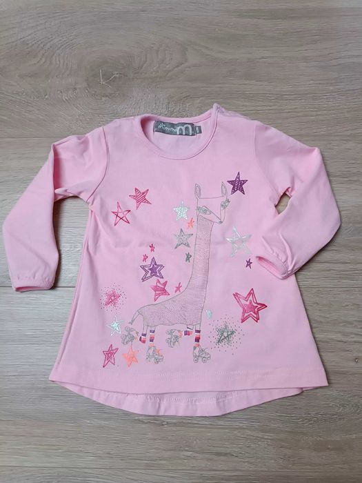 Bluzka koszulka długi rękaw różowa lama na wrotkach 'Minymo' 74