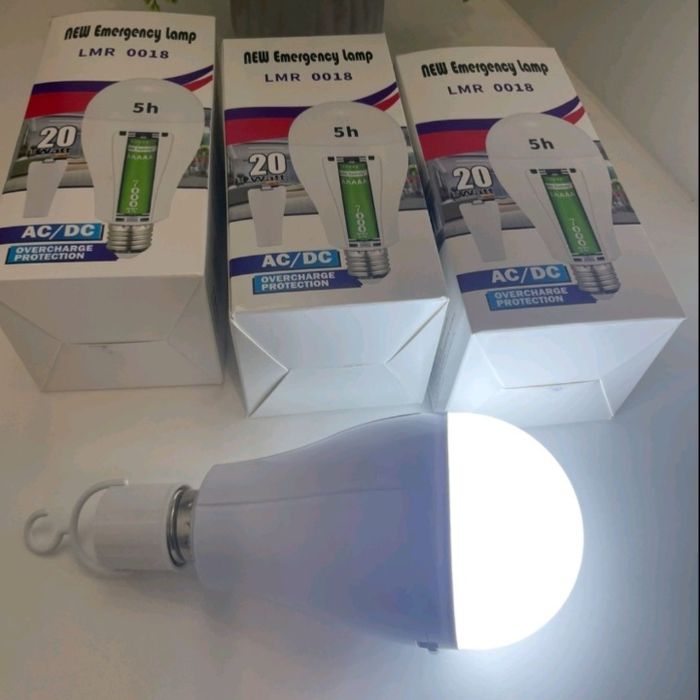 LED Лампа на 2-х аккумуляторах 18650 800 мАч 20W Е27 6400К
