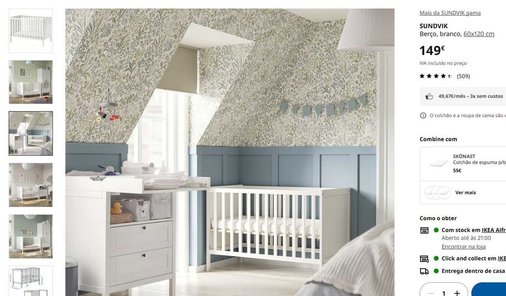Berço IKEA SUNDVIK completo – 180€