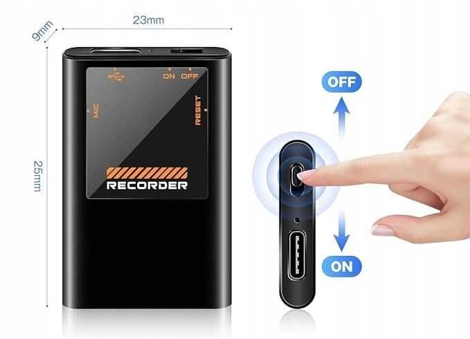 Mini dyktafon 64gb podsłuch rejestrator magnes