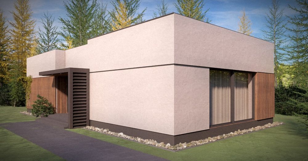 Parterowy dom z DACHEM PŁASKIM w stanie  deweloperskim