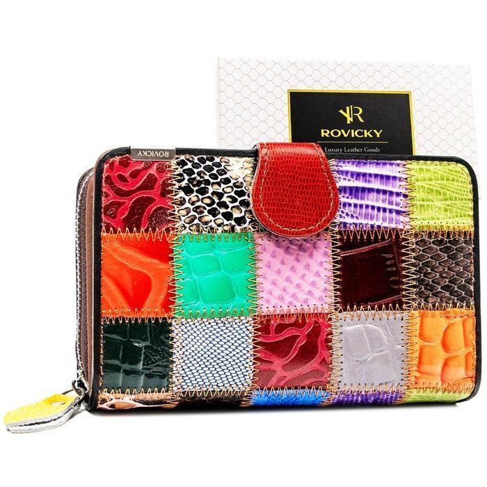 duży, patchworkowy portfel damski - rovicky