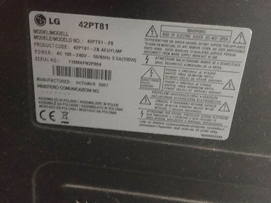 Tv LG 42PT81 plazma duża+talerz+dekoder