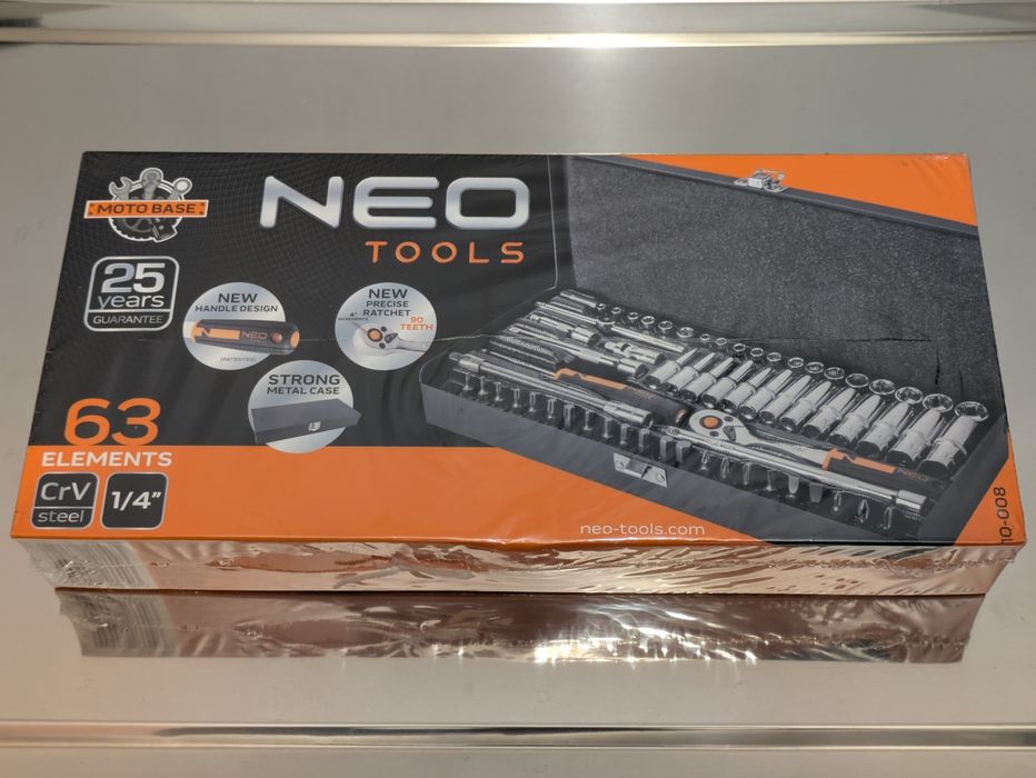NEO TOOLS Zestaw kluczy nasadowych 1/4" 63 el. 10-008