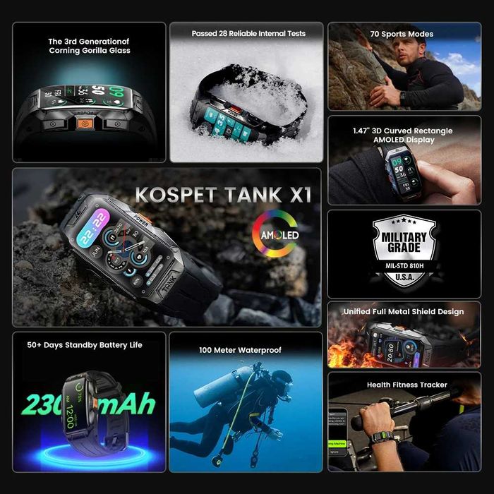 Наручные смарт-часы Kospet Tank X1 Original/Тактические умные часы