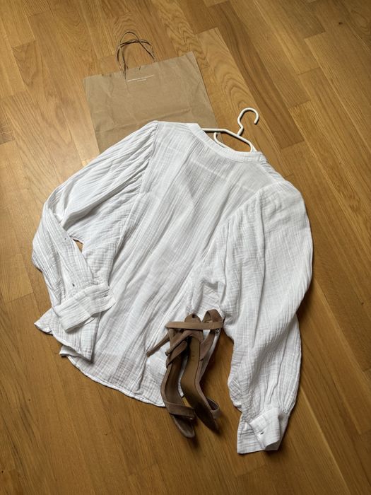 Bluzka koszulowa H&M biała bawełna