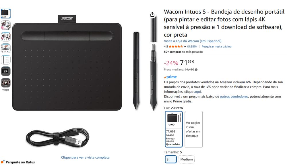 Wacom Intuos S Graphics Tablet - Bluetooth or Cable437032610463098885