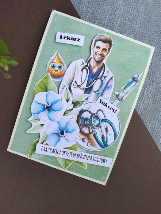 Kartka z okazji ukończenia studiów medycznych. Na absolutorium