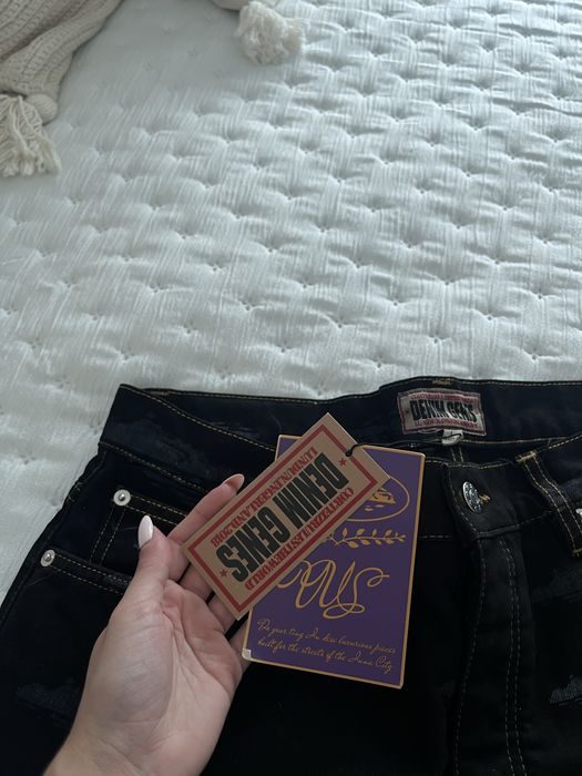 Corteiz Alcatraz Pattern Denim Jeans - Black