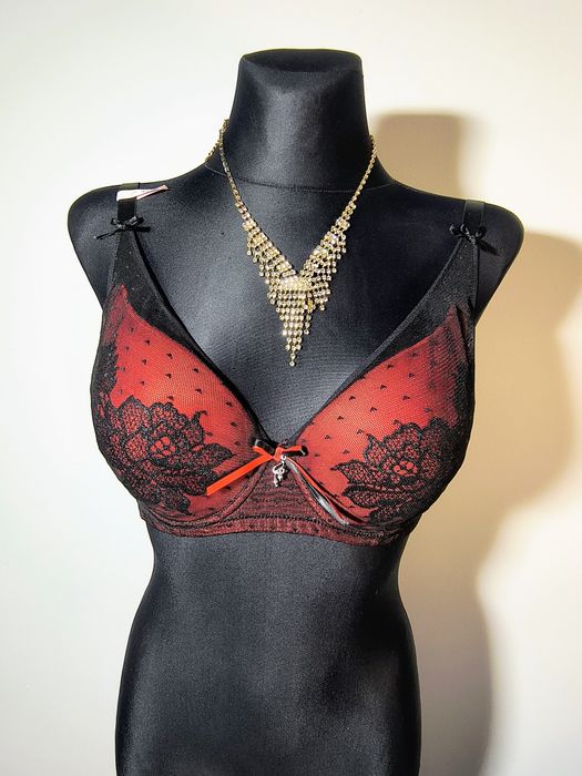 Biustonosz stanik sexi czerwono czarny r. 75D