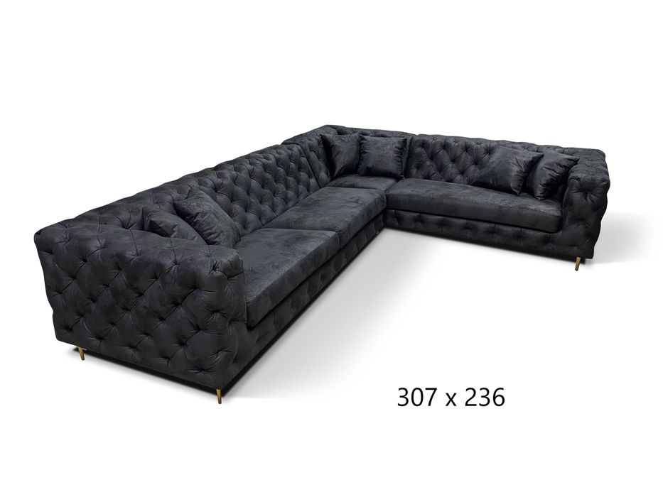 Narożnik Rogówka Chesterfield Pikowany Nowoczesny Elegancki VeroLux