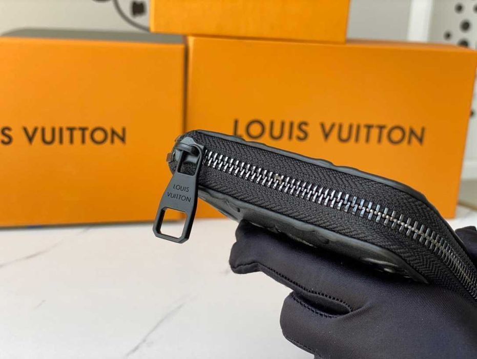 Кожаный органайзер Louis Vuitton черный кошелек Луи Виттон клатч k400