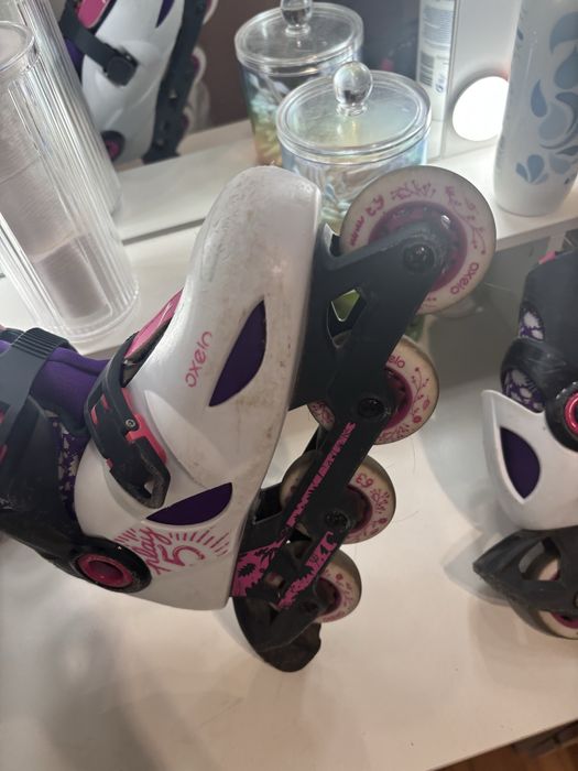 Patins Oxelo Decathlon ajustáveis criança – rosa/branco