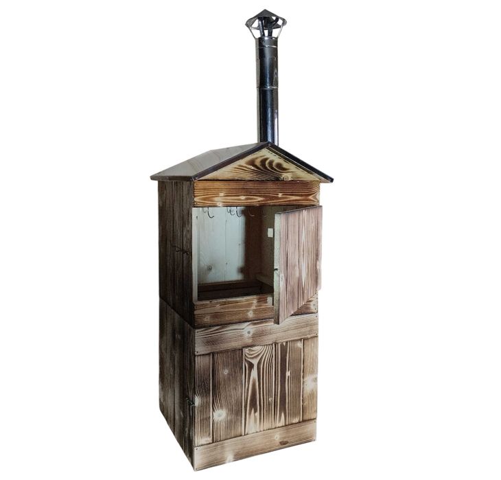 Wędzarnia drewniana ogrodowa dach i komin NIERDZEWNY 50x50X100