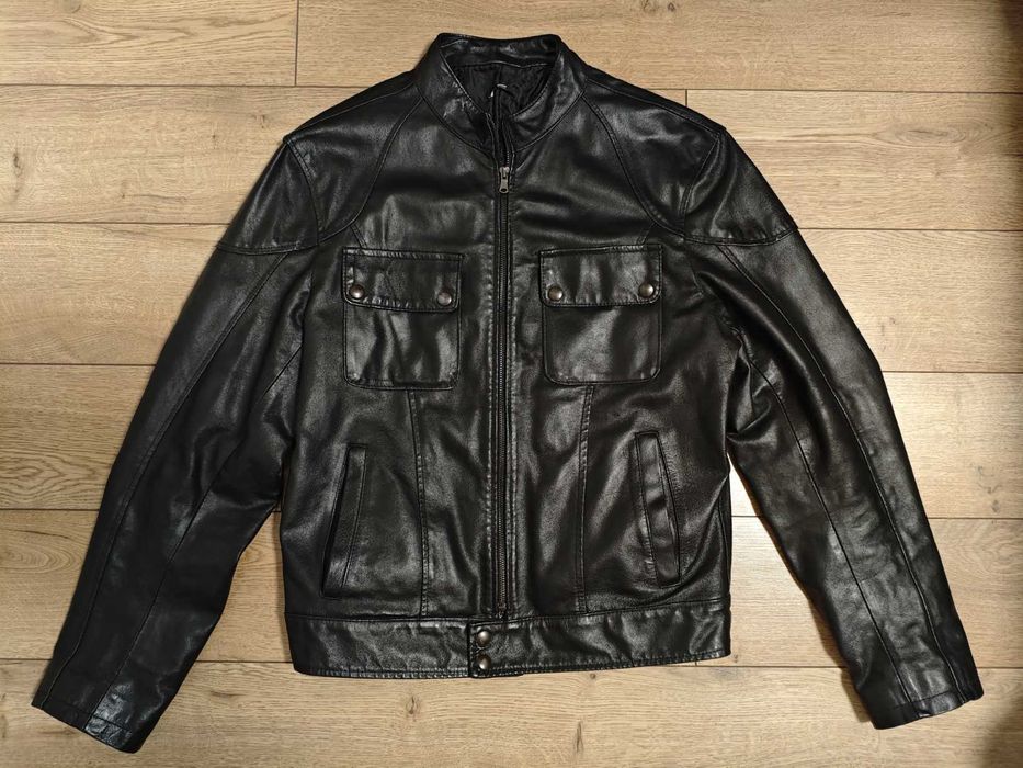 Sasch італія L шкіряна чоловіча куртка стиль байкерська чорна belstaff