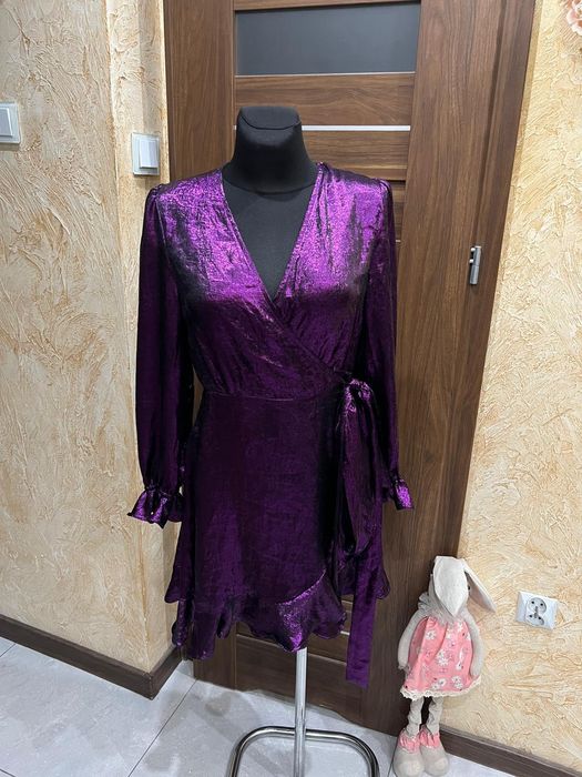 Nowa sukienka wiązana metaliczna damska  M/L