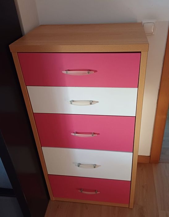 Conj. Móveis Quarto Juvenil | Cama, Colchão Bom, Estante e Camiseiro