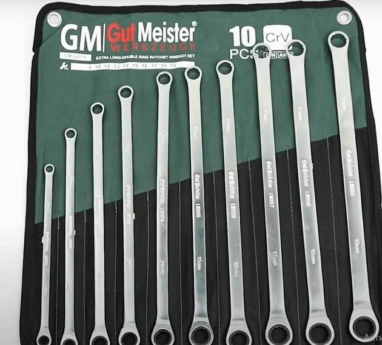 Накидные ключи с трещоткой удлинённые GUT MEISTER 10шт GM-02010 German
