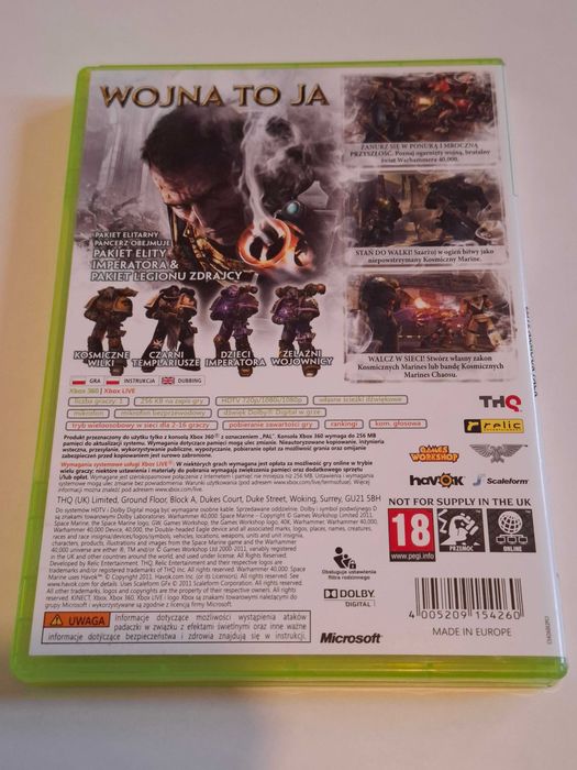 Gra Xbox 360 Warhammer 40,000 Space Marine Idealny