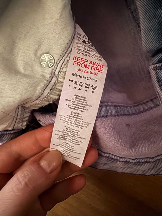 Spodnie Jeans Wzór Geometryczny Fioletowe #handmade recznie malowane