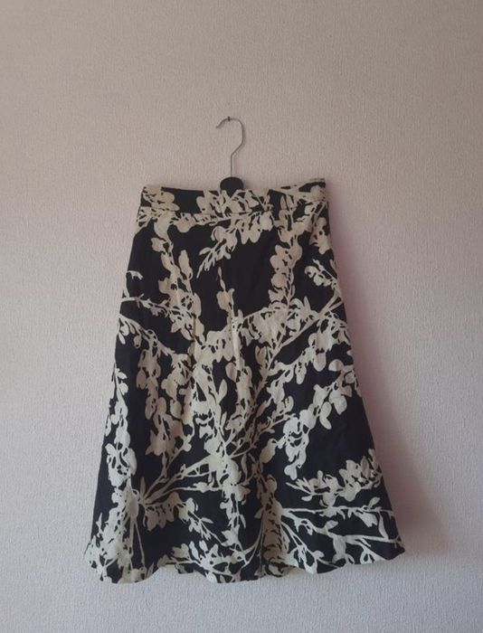 Спідниця h&m квітковий принт синя 100% льон