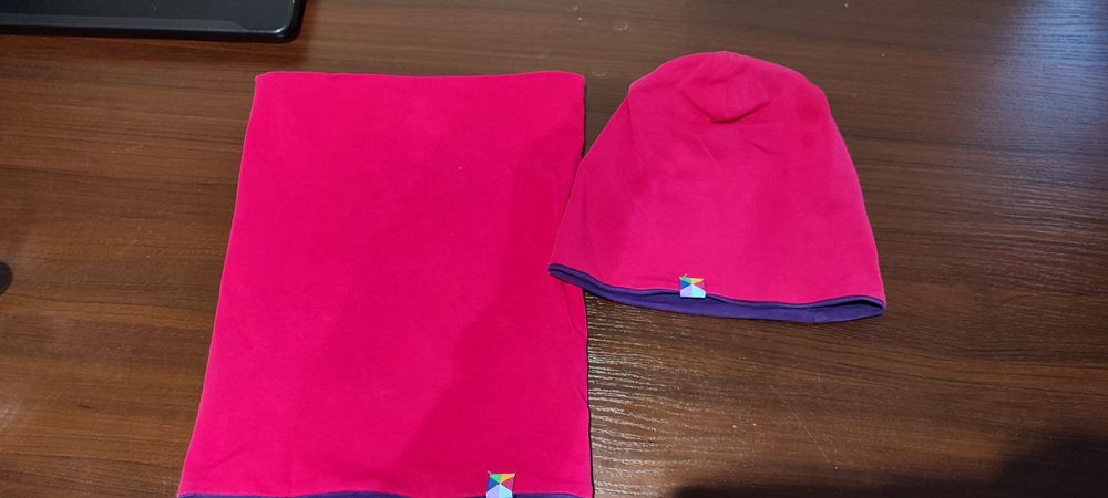 Dwustronna czapka i komin My Basic