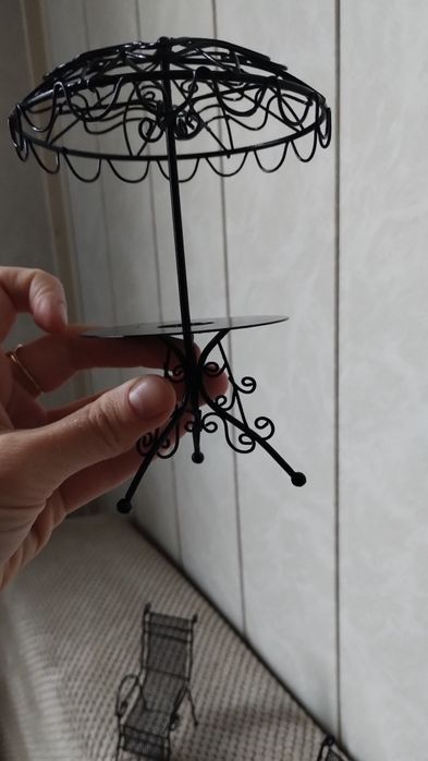 Zestaw miniatura stolik ogrodowy krzesełka Myszka Meilag