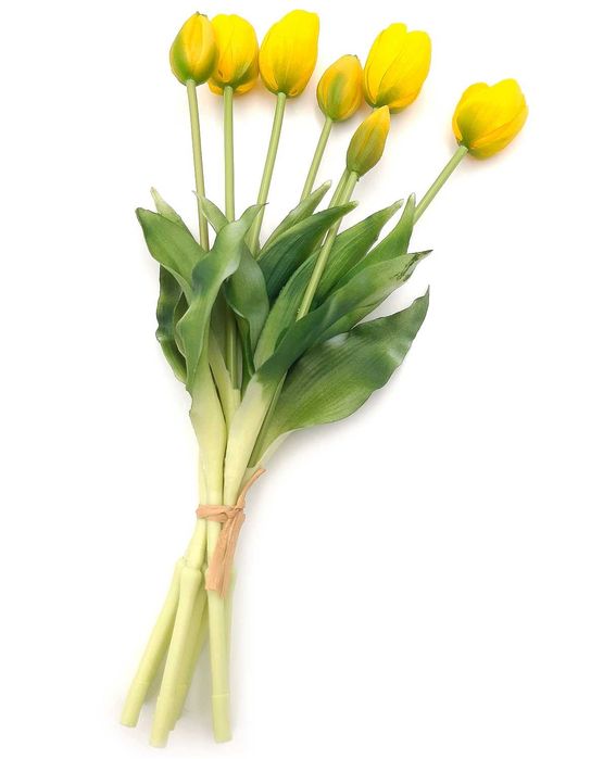 Tulipany silikonowe żółte bukiet 7szt sztuczne tulipany w bukiecie
