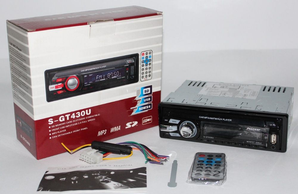 Автомагнитола MP3/AM/AUX Pioneer S-GT430U 4*50W новая(съемная панель)
