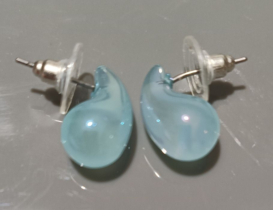 Brincos gota azul água novos