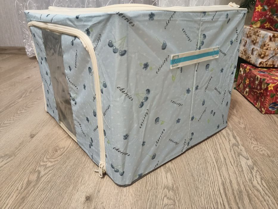 Великий органайзер для зберігання речей та ковдр — 66л, блакитний