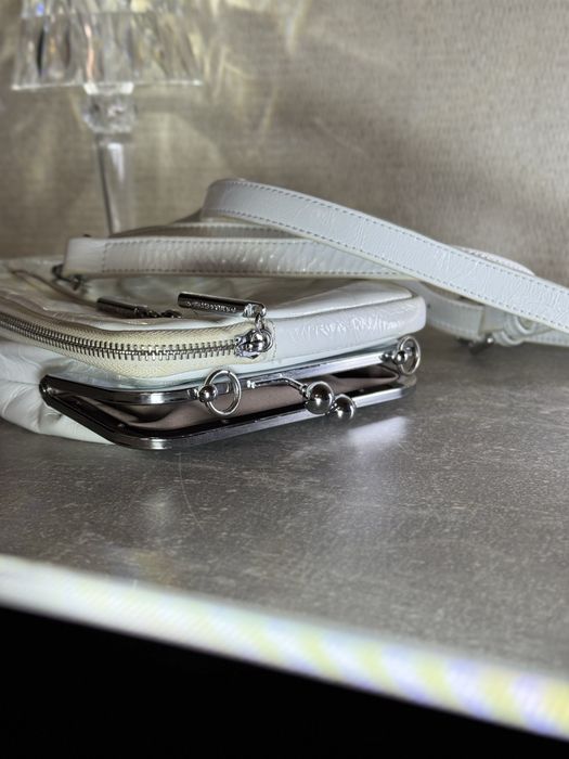 Стильна шкіряна сумочка Polina & Eiterou (Біла) – натуральна шкіра