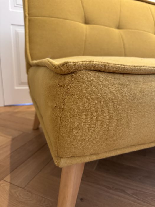 Диван розкладний інтерʼєрний жовтий 180 см