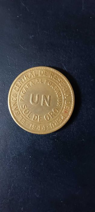 Moeda  UN SOL de ORO; País Peru ano 1944